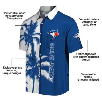 MLB Toronto Blue Jays Short Sleeve Hawaiian Shirt - Blue & White Palm Tree Print for Summer Vacation
