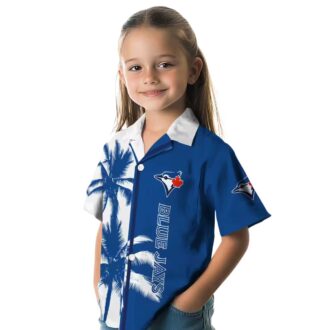 MLB Toronto Blue Jays Short Sleeve Hawaiian Shirt - Blue & White Palm Tree Print for Summer Vacation