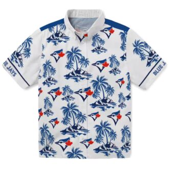 MLB Toronto Blue Jays Tropical Palm Leaf Hawaiian Shirt - Blue & White Beach Shirt for Fans
