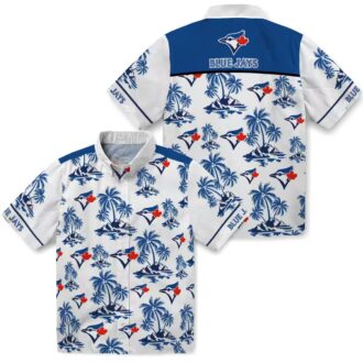 MLB Toronto Blue Jays Tropical Palm Leaf Hawaiian Shirt - Blue & White Beach Shirt for Fans