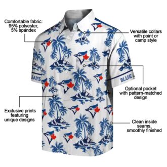 MLB Toronto Blue Jays Tropical Palm Leaf Hawaiian Shirt - Blue & White Beach Shirt for Fans