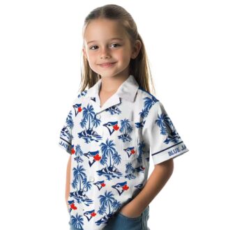 MLB Toronto Blue Jays Tropical Palm Leaf Hawaiian Shirt - Blue & White Beach Shirt for Fans