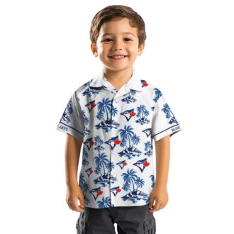MLB Toronto Blue Jays Tropical Palm Leaf Hawaiian Shirt - Blue & White Beach Shirt for Fans