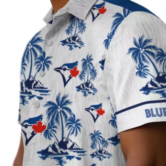 MLB Toronto Blue Jays Tropical Palm Leaf Hawaiian Shirt - Blue & White Beach Shirt for Fans