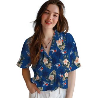 Official Toronto Blue Jays Palm Tree Hawaiian Shirt - Floral & Blue Beach Shirt, Free Shipping USA