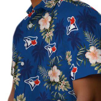 Official Toronto Blue Jays Palm Tree Hawaiian Shirt - Floral & Blue Beach Shirt, Free Shipping USA