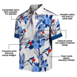 Patriotic Toronto Blue Jays Hawaiian Shirt - Summer Hibiscus Floral Print Beachwear MLB