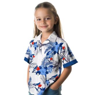 Patriotic Toronto Blue Jays Hawaiian Shirt - Summer Hibiscus Floral Print Beachwear MLB