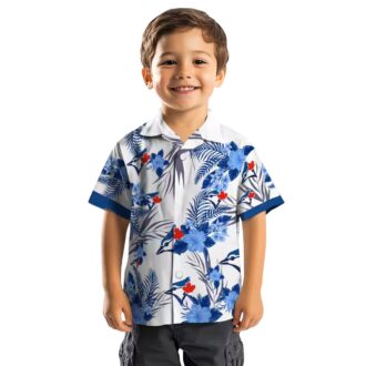 Patriotic Toronto Blue Jays Hawaiian Shirt - Summer Hibiscus Floral Print Beachwear MLB