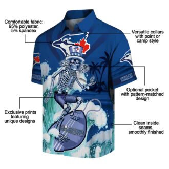 Personalized Toronto Blue Jays Skeleton Surfing Hawaiian Shirt - MLB Beach Apparel