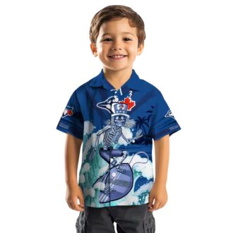 Personalized Toronto Blue Jays Skeleton Surfing Hawaiian Shirt - MLB Beach Apparel