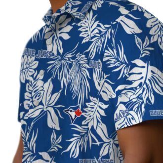 Stylish Toronto Blue Jays Tropical Hawaiian Shirt - Blue White Leaf Design for Summer
