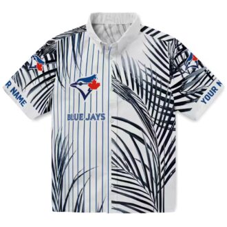 Summer Toronto Blue Jays Hawaiian Shirt - Palm Stripes Blue Black White, MLB Fan Gear