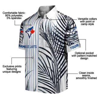Summer Toronto Blue Jays Hawaiian Shirt - Palm Stripes Blue Black White, MLB Fan Gear