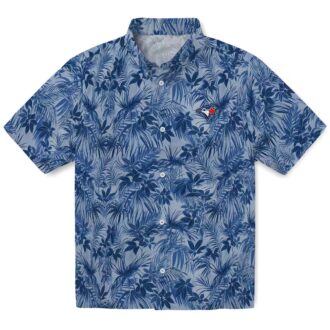 Toronto Blue Jays Aloha Style Hawaiian Shirt with Hibiscus & Leaf Print for Summer