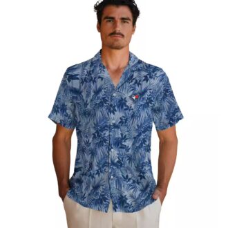Toronto Blue Jays Aloha Style Hawaiian Shirt with Hibiscus & Leaf Print for Summer