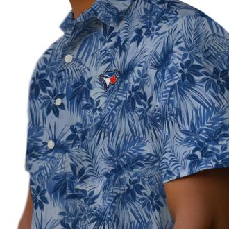 Toronto Blue Jays Aloha Style Hawaiian Shirt with Hibiscus & Leaf Print for Summer