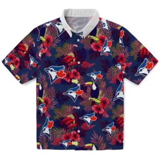 Toronto Blue Jays Blue Red Hawaiian Shirt - Floral Toucan MLB Fan Beach Vacation Wear
