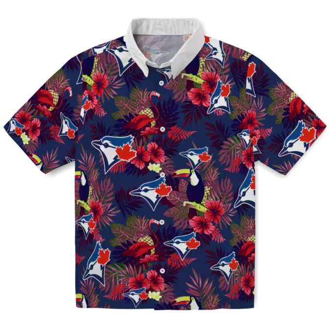 Toronto Blue Jays Blue Red Hawaiian Shirt - Floral Toucan MLB Fan Beach Vacation Wear