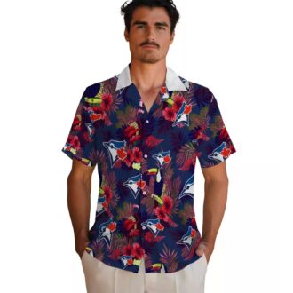 Toronto Blue Jays Blue Red Hawaiian Shirt - Floral Toucan MLB Fan Beach Vacation Wear