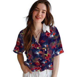 Toronto Blue Jays Blue Red Hawaiian Shirt - Floral Toucan MLB Fan Beach Vacation Wear