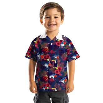 Toronto Blue Jays Blue Red Hawaiian Shirt - Floral Toucan MLB Fan Beach Vacation Wear