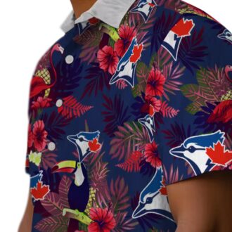 Toronto Blue Jays Blue Red Hawaiian Shirt - Floral Toucan MLB Fan Beach Vacation Wear