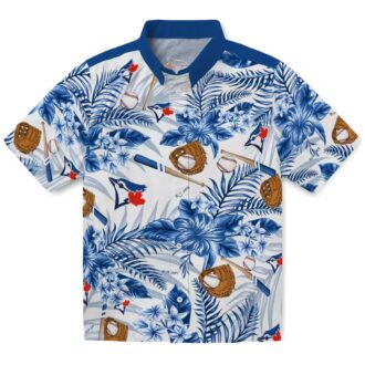 Toronto Blue Jays Custom Floral Baseball Hawaiian Shirt - Blue White MLB Beach Shirt
