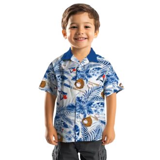 Toronto Blue Jays Custom Floral Baseball Hawaiian Shirt - Blue White MLB Beach Shirt