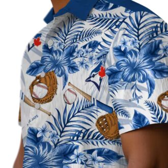 Toronto Blue Jays Custom Floral Baseball Hawaiian Shirt - Blue White MLB Beach Shirt