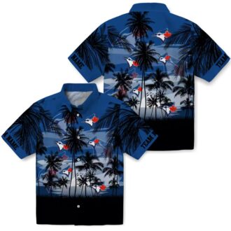 Toronto Blue Jays Custom Sunset Scene Hawaiian Shirt - Blue Black MLB Summer Shirt