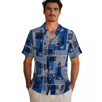 Toronto Blue Jays Hawaiian Shirt with Tribal Symbols - Tropical Beach Shirt for MLB Fans