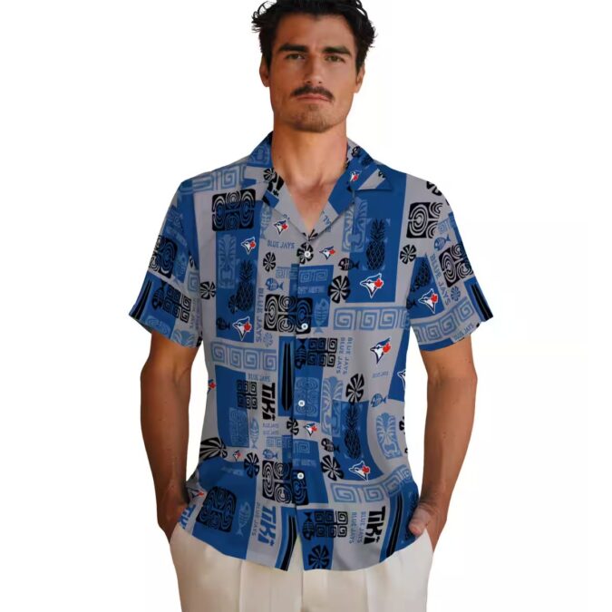 Toronto Blue Jays Hawaiian Shirt with Tribal Symbols - Tropical Beach Shirt for MLB Fans