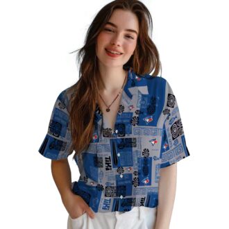 Toronto Blue Jays Hawaiian Shirt with Tribal Symbols - Tropical Beach Shirt for MLB Fans