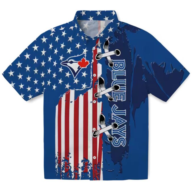 Toronto Blue Jays Stitched Flag Blue Shirt for Men - Perfect Gift for MLB Fans USA