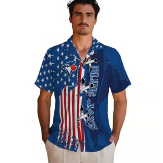 Toronto Blue Jays Stitched Flag Blue Shirt for Men - Perfect Gift for MLB Fans USA
