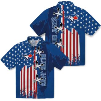 Toronto Blue Jays Stitched Flag Blue Shirt for Men - Perfect Gift for MLB Fans USA