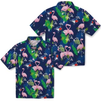 Tropical Flamingo Foliage Blue Green Hawaiian Shirt - MLB Toronto Blue Jays Fan Shirt