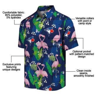 Tropical Flamingo Foliage Blue Green Hawaiian Shirt - MLB Toronto Blue Jays Fan Shirt