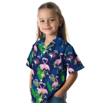 Tropical Flamingo Foliage Blue Green Hawaiian Shirt - MLB Toronto Blue Jays Fan Shirt