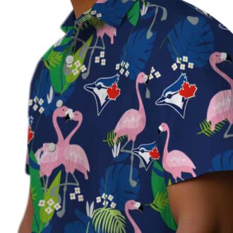 Tropical Flamingo Foliage Blue Green Hawaiian Shirt - MLB Toronto Blue Jays Fan Shirt