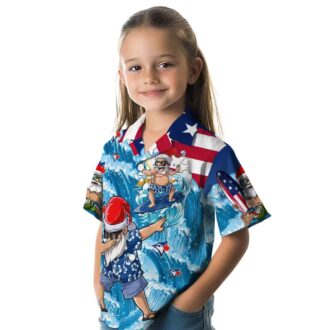 Tropical Surfing Santa Blue Jays Hawaiian Shirt - Holiday Vacation Fan Gear