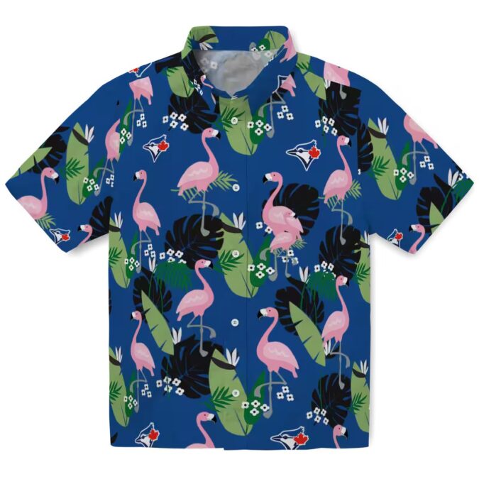 Women's Toronto Blue Jays Hawaiian Shirt - Flamingo Leaf Design for Beach and Summer Fun