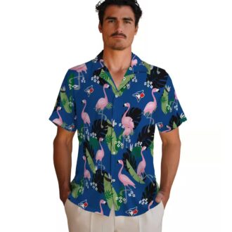 Women's Toronto Blue Jays Hawaiian Shirt - Flamingo Leaf Design for Beach and Summer Fun