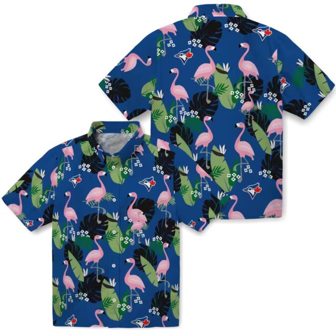 Women's Toronto Blue Jays Hawaiian Shirt - Flamingo Leaf Design for Beach and Summer Fun