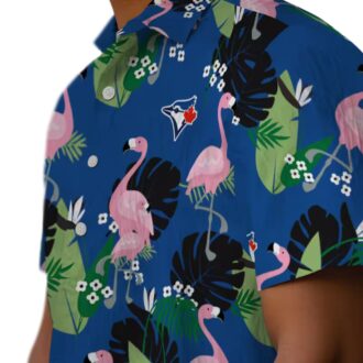 Women's Toronto Blue Jays Hawaiian Shirt - Flamingo Leaf Design for Beach and Summer Fun