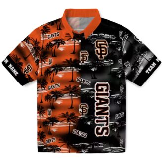 Custom MLB San Francisco Giants Hawaiian Shirt - Orange Palm Silhouettes Summer Shirt