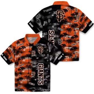 Custom MLB San Francisco Giants Hawaiian Shirt - Orange Palm Silhouettes Summer Shirt
