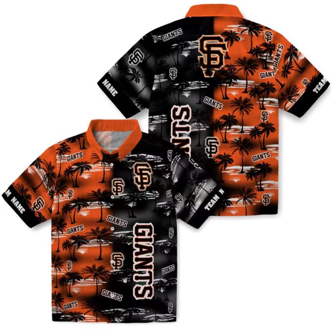 Custom MLB San Francisco Giants Hawaiian Shirt - Orange Palm Silhouettes Summer Shirt