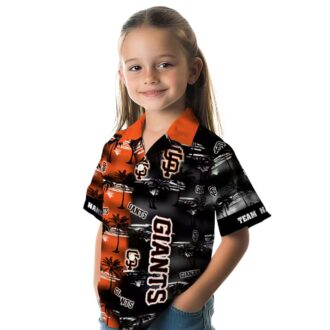 Custom MLB San Francisco Giants Hawaiian Shirt - Orange Palm Silhouettes Summer Shirt